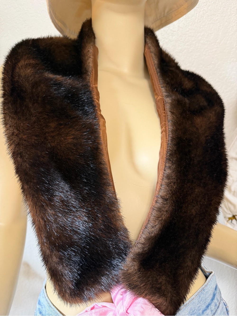 Vintage La Belle Faux Fur Stole Collar Made in USA XL